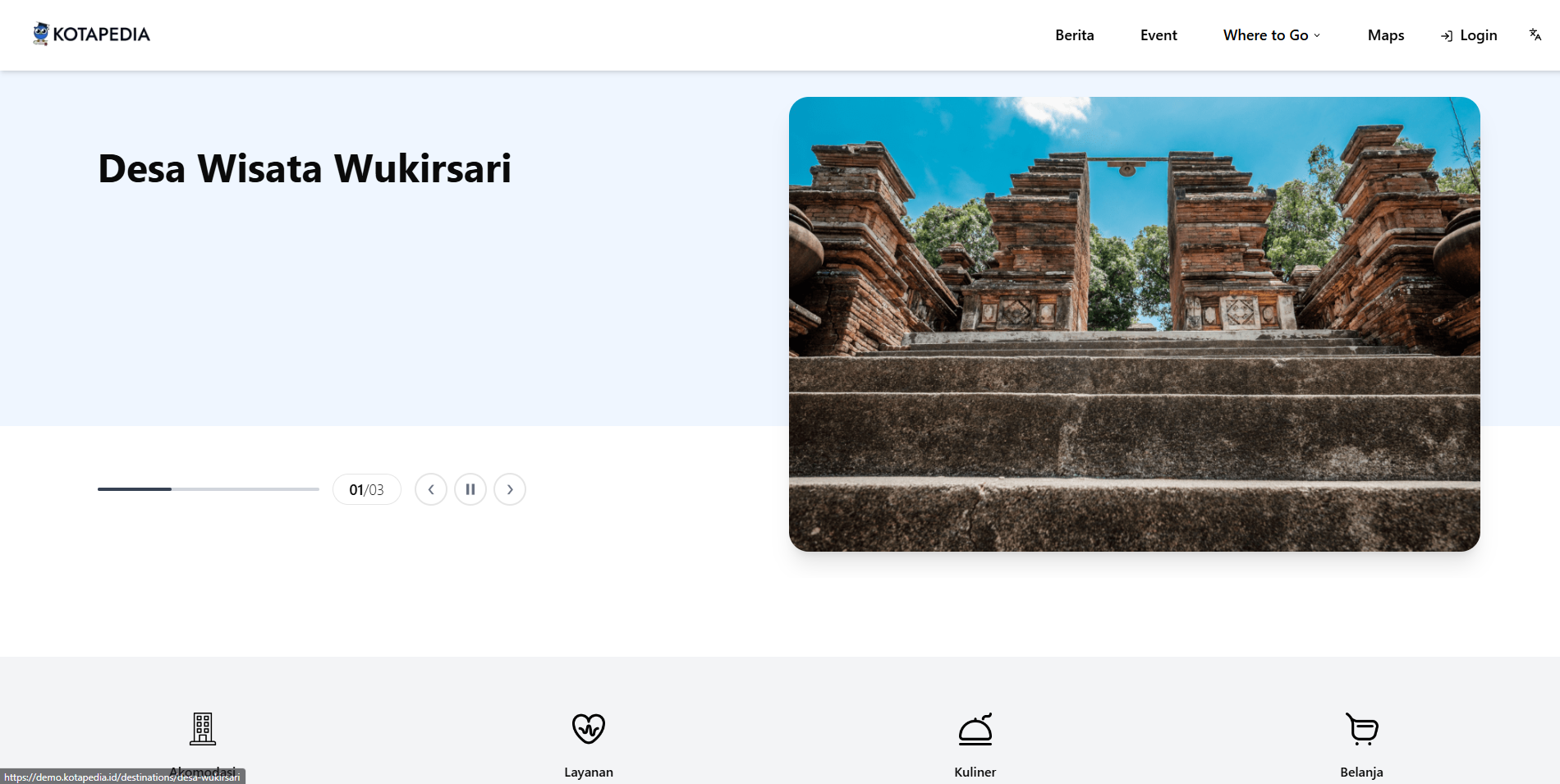 KotaPedia interface